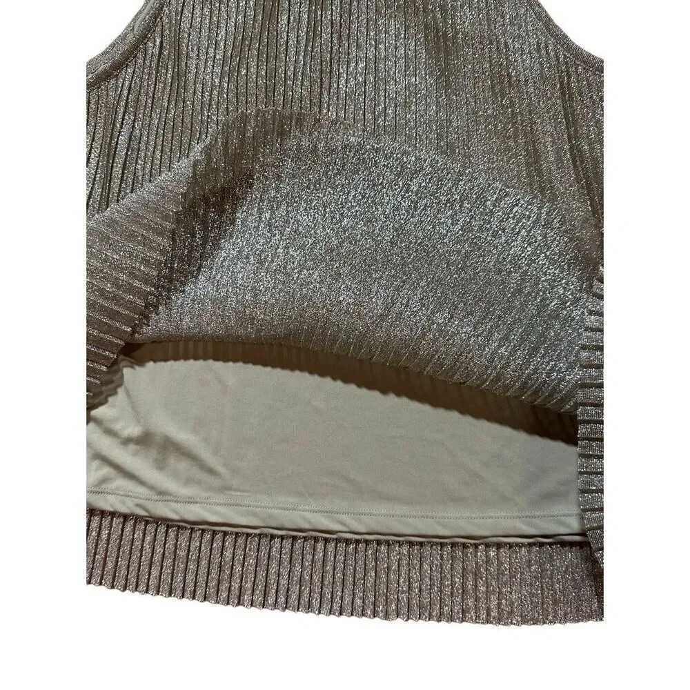 MNG women’s Gold Silver‎ Textured shimmer metallic tank blouse sz M